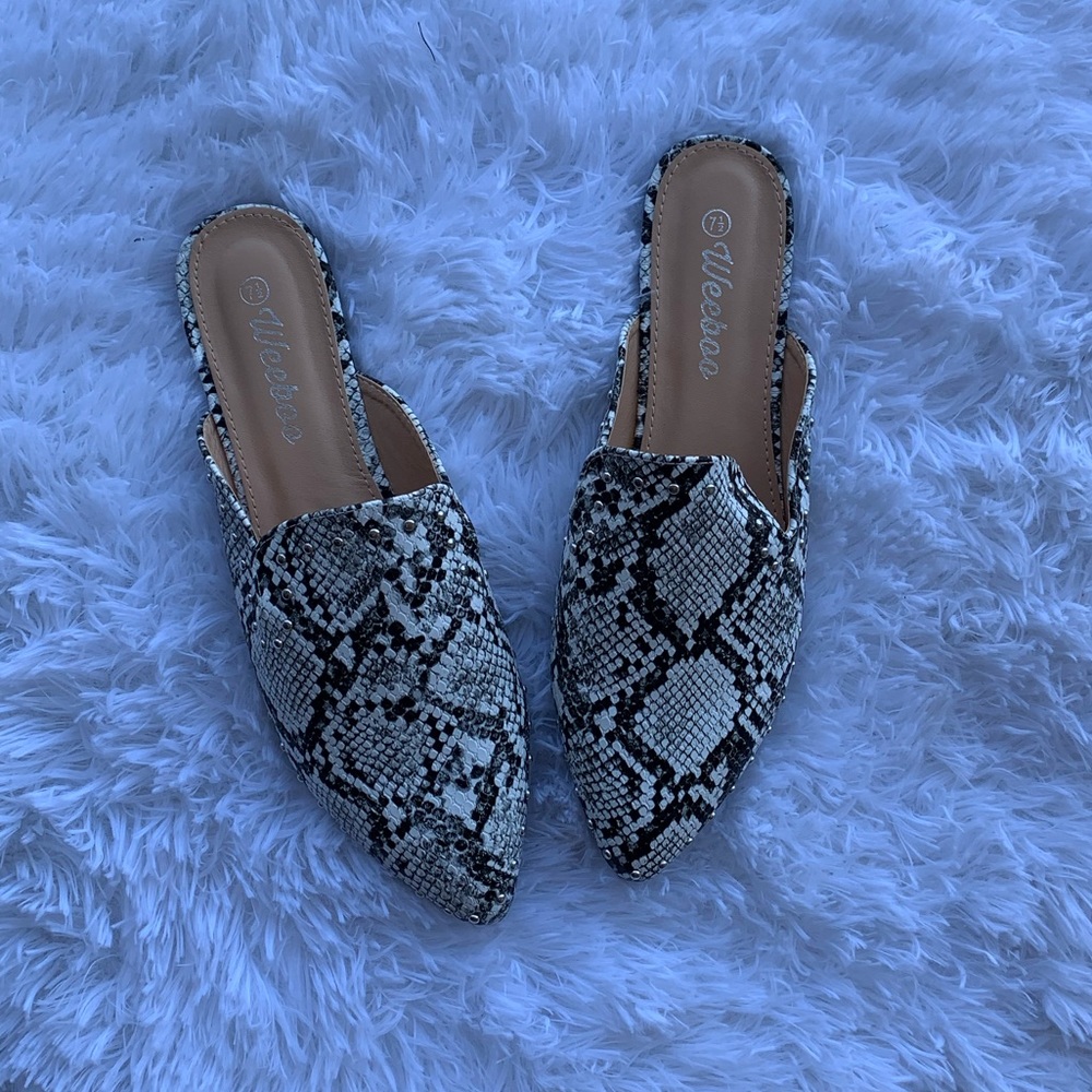 Snakeskin mules